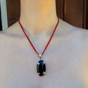969 0f9 Pendentif Obsidienne noire et Argent 925
