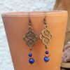 Boucles d'oreilles en Lapis-lazuli et Ambre en métal bronze