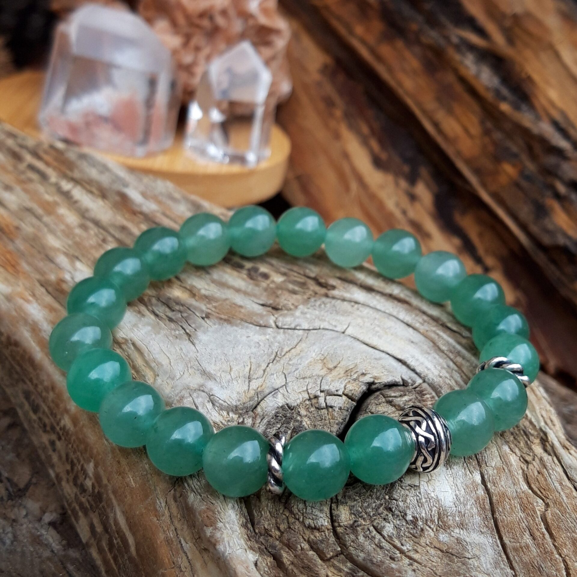 1045 00c Bracelet Aventurine verte et perle celtique argentee scaled