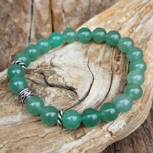 1048 0da Bracelet Aventurine verte et perle celtique argentee