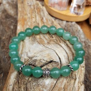 Bracelet en Aventurine verte avec perle celtique argentée