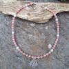 Collier Rhodochrosite, Jade blanc et Lotus en Argent 925