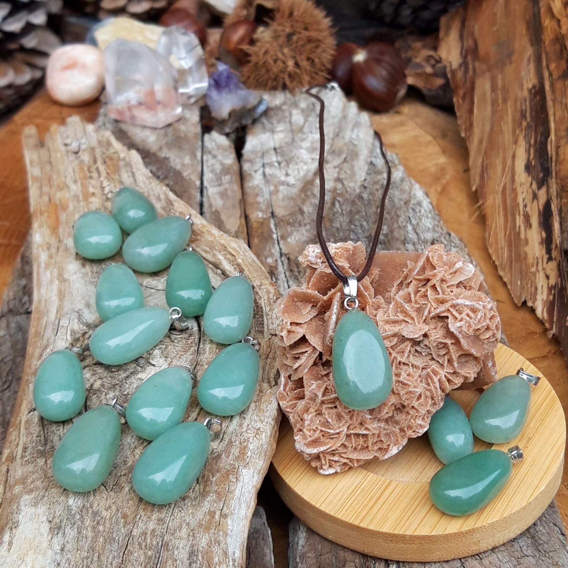 Pendentif Aventurine verte, pierre naturelle