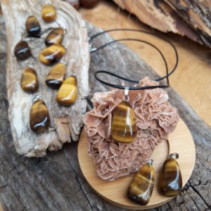 Pendentif Œil de tigre, pierres naturelles