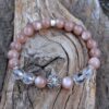 bracelet pierre de soleil, cristal de roche 8 mm avec perle de Bali en Argent 925