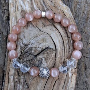 Bracelet Pierre de soleil, Cristal de roche avec une perle de Bali en Argent 925 – Image 3