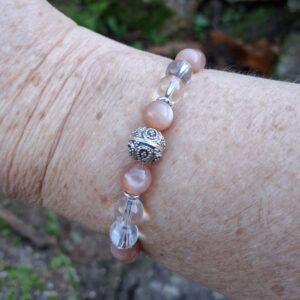 Bracelet Pierre de soleil, Cristal de roche avec une perle de Bali en Argent 925 – Image 5