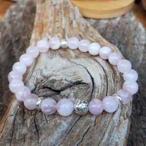 1148 36d Bracelet Quartz rose avec une perle de Bali en Argent 925 scaled