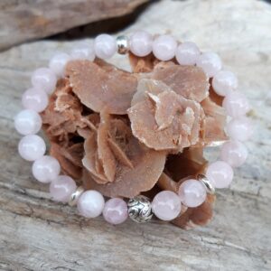 Bracelet Quartz rose avec une perle de Bali en Argent 925