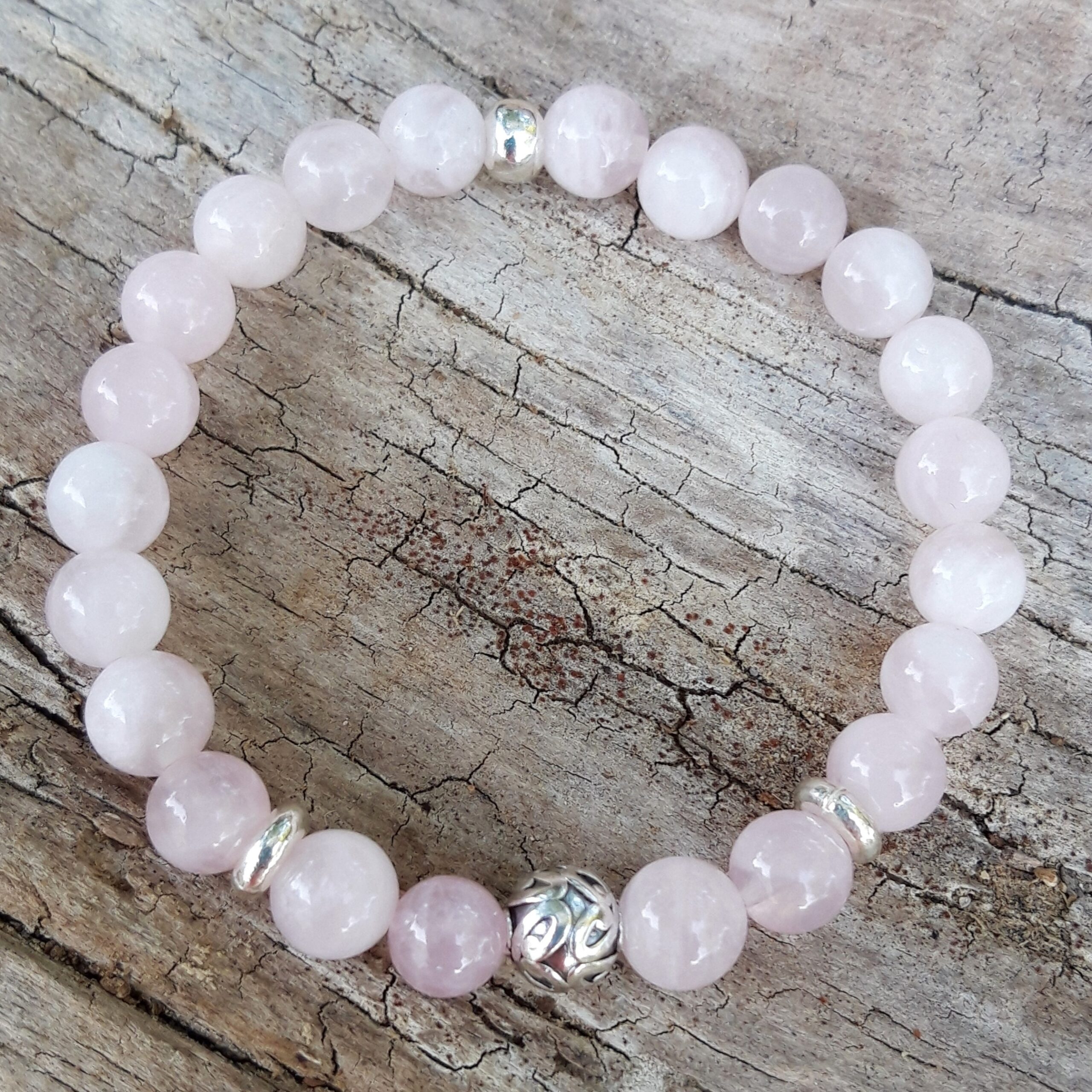 1149 e47 Bracelet Quartz rose avec une perle de Bali en Argent 925 scaled