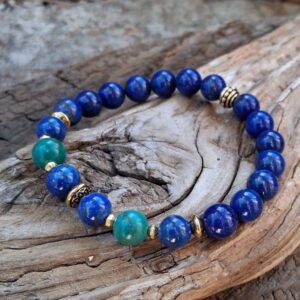 Alternative view of Bracelet Lapis-Lazuli et Turquoise et perles dorées