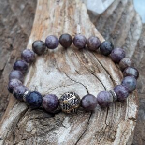 Bracelet Charoïte avec une perle de Bali en Argent 925 et Or