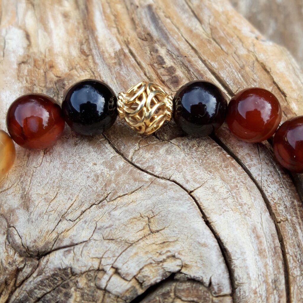 1348 402 Bracelet en Agate avec une breloque plume en Vermeil scaled