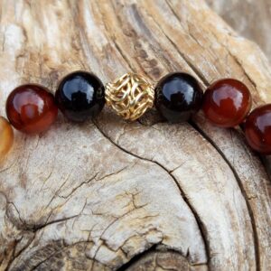 1348 402 Bracelet en Agate avec une breloque plume en Vermeil scaled