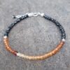 Bracelet en Grenat Hessonite et Spinelle noire en argent 925