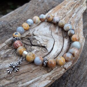 1358 10d Bracelet Agate Crazy Lace avec une croix en Argent 925 scaled