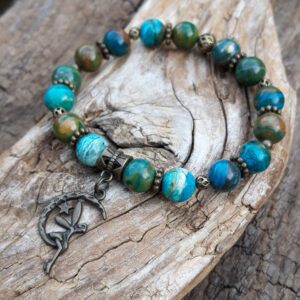1367 928 Bracelet Opaline du Perou avec une fee en metal bronze