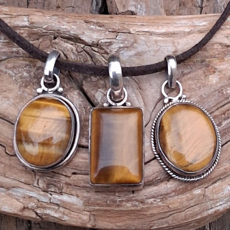 Pendentifs oeil de tigre en Argent 925