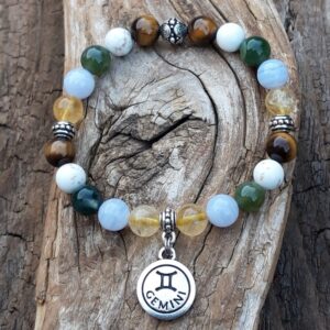 Bracelet gemeaux signe astrologique argente 2
