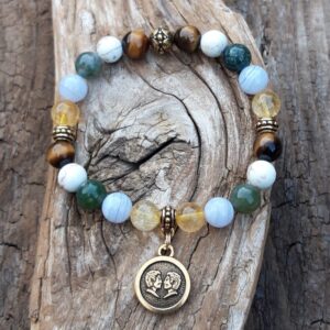 Bracelet gemeaux signe astrologique dore
