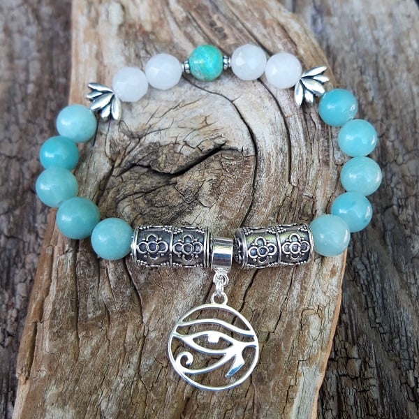 bracele personnalise amazonite et jade blanc