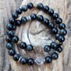bracelet Obsidienne Oeil Céleste de 8 mm avec perle argentée ou dorée