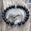 bracelet en Tourmaline noire de 8 mm et perle de Bali en Argent 925