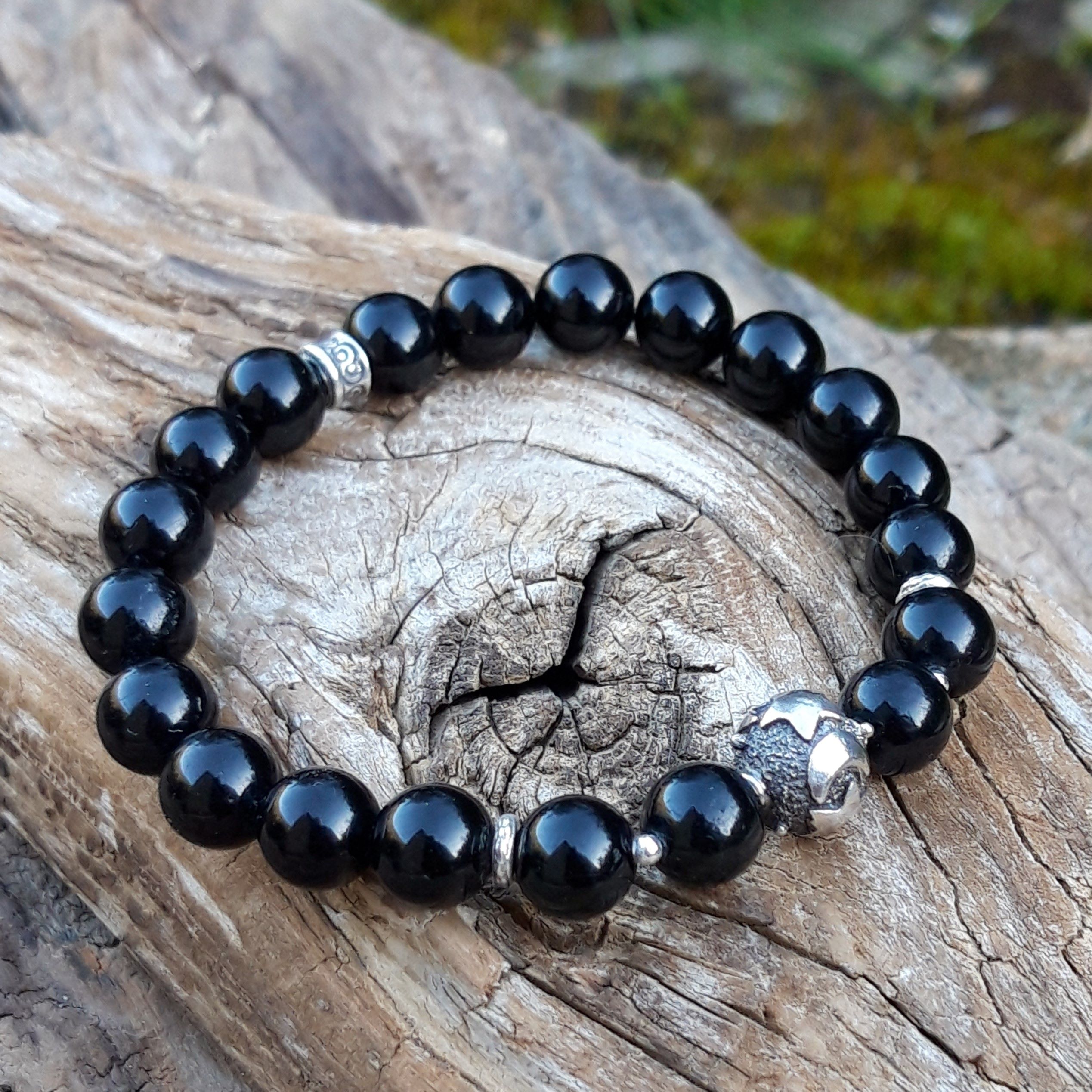 Bracelet Tourmaline noire avec perle de Bali en Argent 925 – Image 4