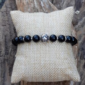 Bracelet Tourmaline noire avec perle de Bali en Argent 925 – Image 3