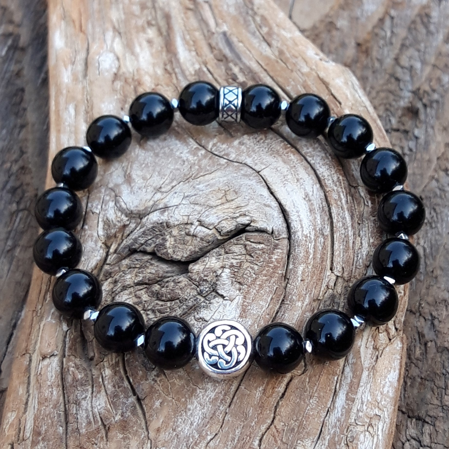 bracelet en obsidienne noire de 8 mm