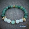 Bracelet en perles de Jade vert Jade blanc avec perle fleur de Lotus