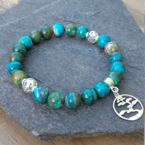 bracelet opaline du pérou et bonsai en argent