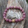 Bracelet en Rhodonite de 8 mm et perle de Bali en Vermeil