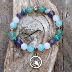 Alternative view of Bracelet signe astrologique Verseau en pierres naturelles | Fabriqué en France