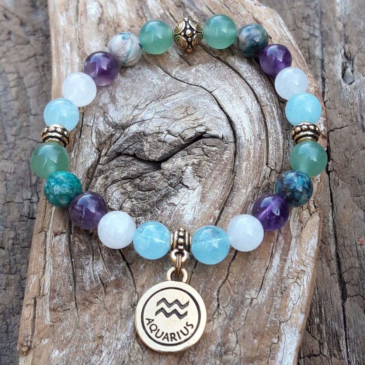 Bracelet Verseau Année 2025 en Citrine, Aventurine verte et Labradorite