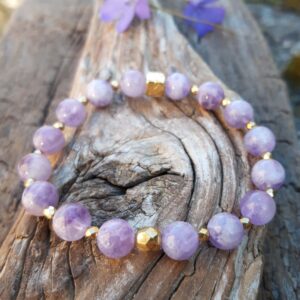 bracelet en Améthyste lavande et plaqué Or
