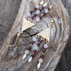 Alternative view of Boucles d'oreilles Quartz rose, Grenat et Pierre de lune