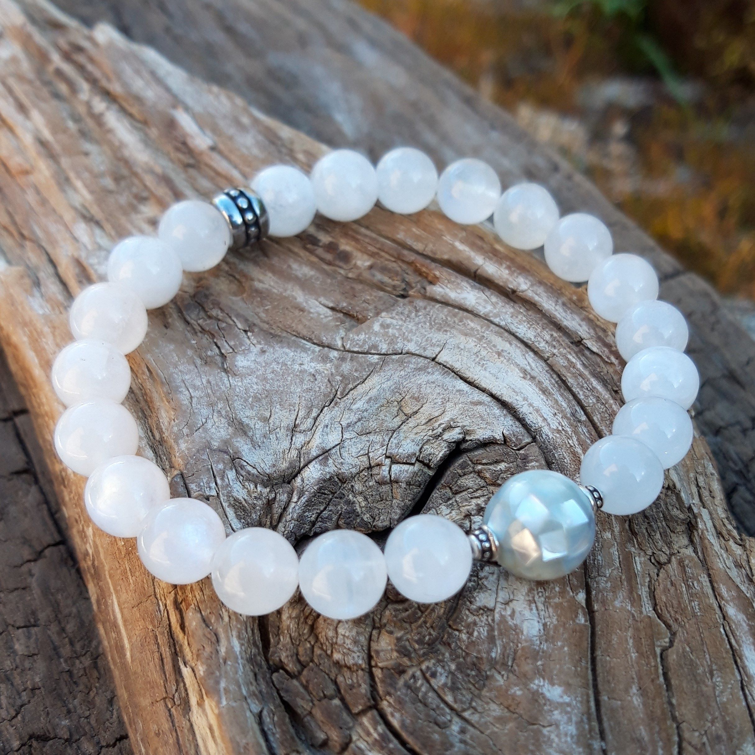 Bracelet Pierre de lune et perle en nacre – Image 5