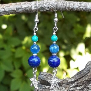 boucles d'oreilles Lapis-Lazuli, Cyanite, Turquoise