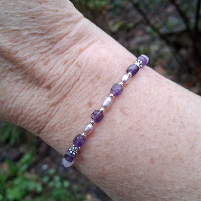 Bracelet Améthyste, Perles de culture - Argent 925 – Image 5