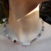 collier fluorite, nacre blanche avec libellule Argent 925