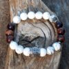 Bracelet howlite, œil de taureau perle acier inoxydable