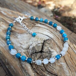 Alternative view of Bracelet en Apatite et Pierre de lune en Argent 925