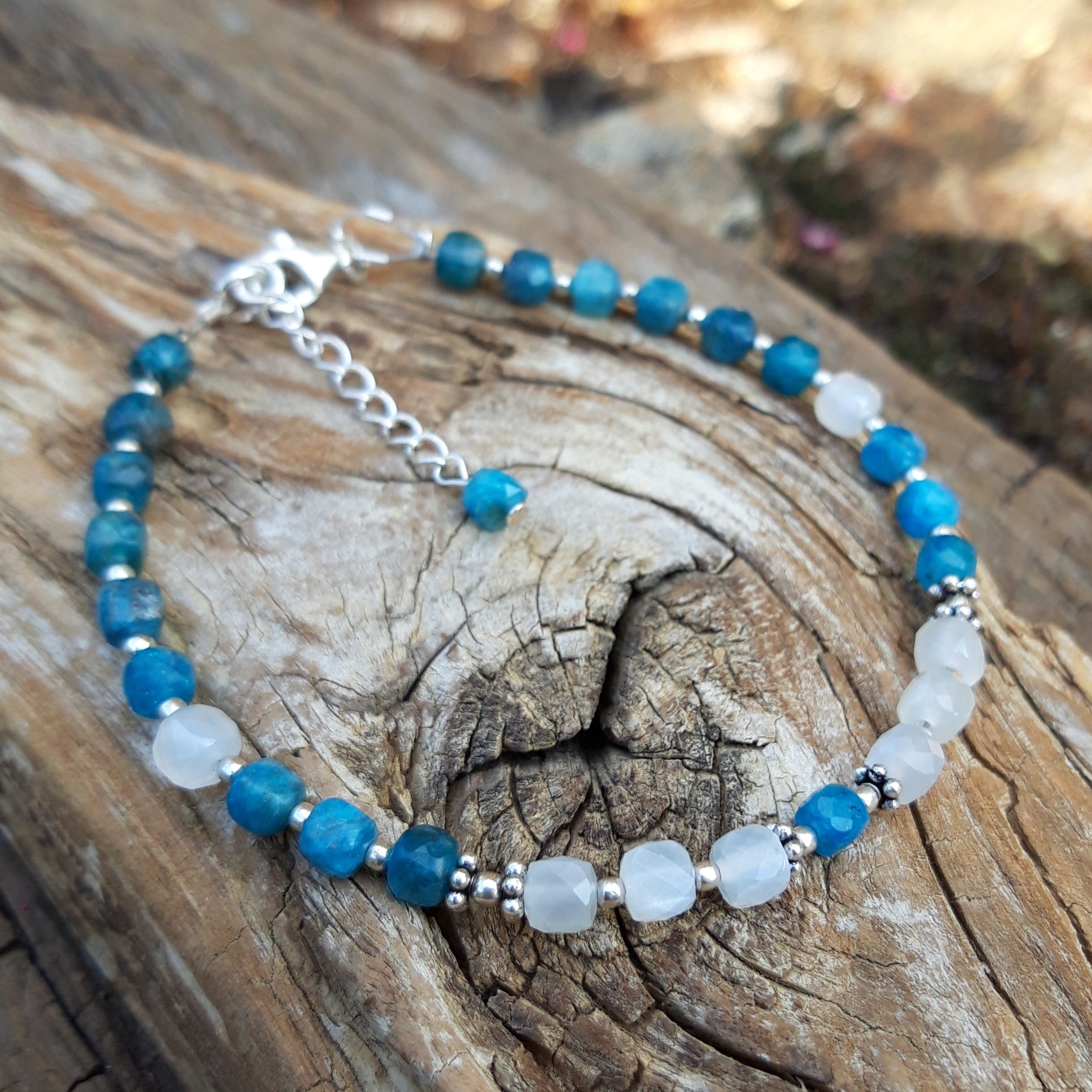 Bracelet en Apatite et Pierre de lune en Argent 925 – Image 2