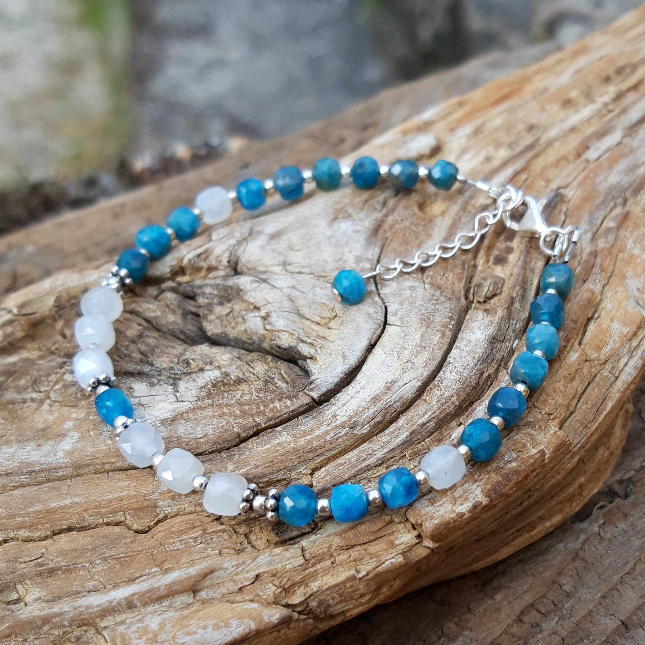 Bracelet en Apatite et Pierre de lune en Argent 925 – Image 5