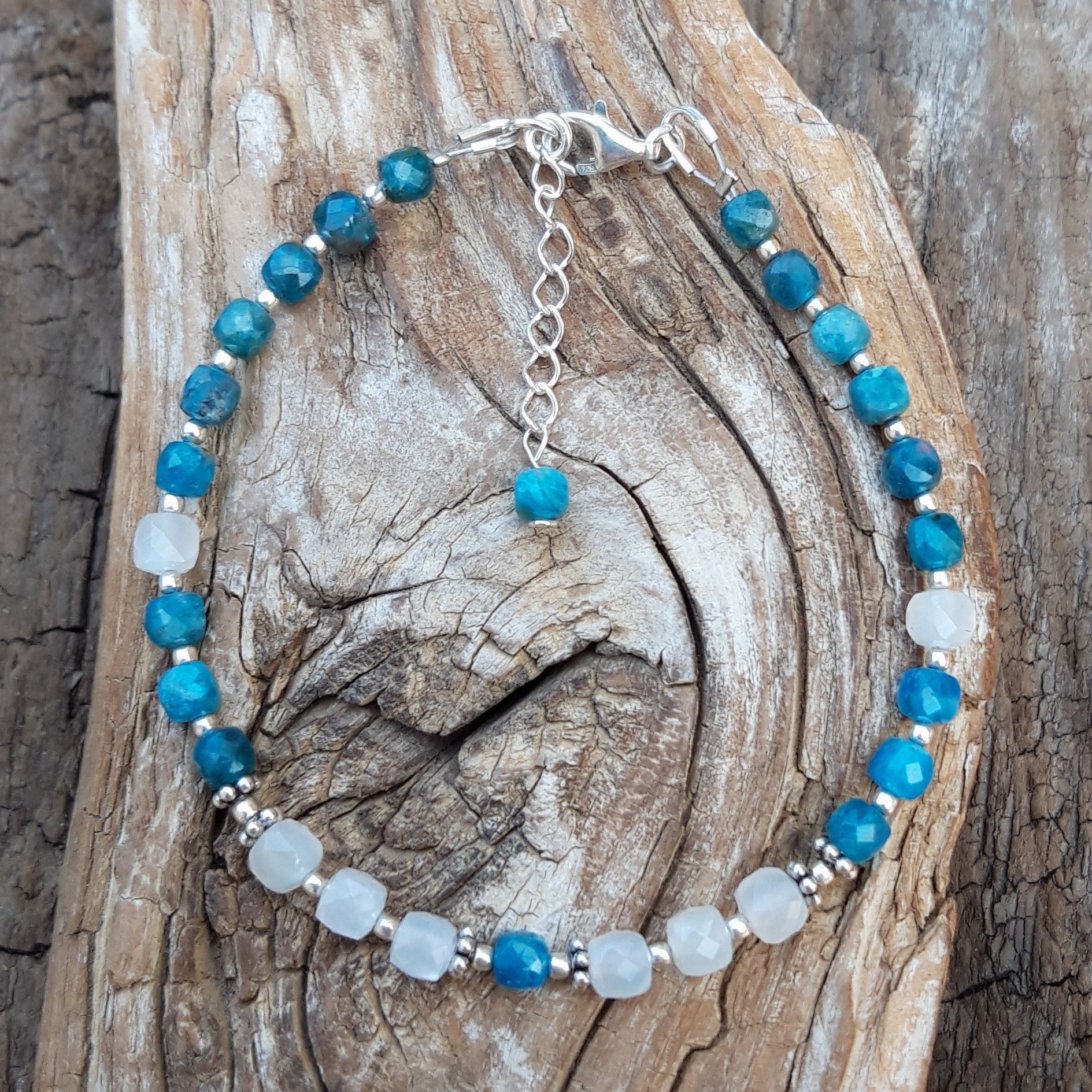 Bracelet en Apatite et Pierre de lune en Argent 925 – Image 4