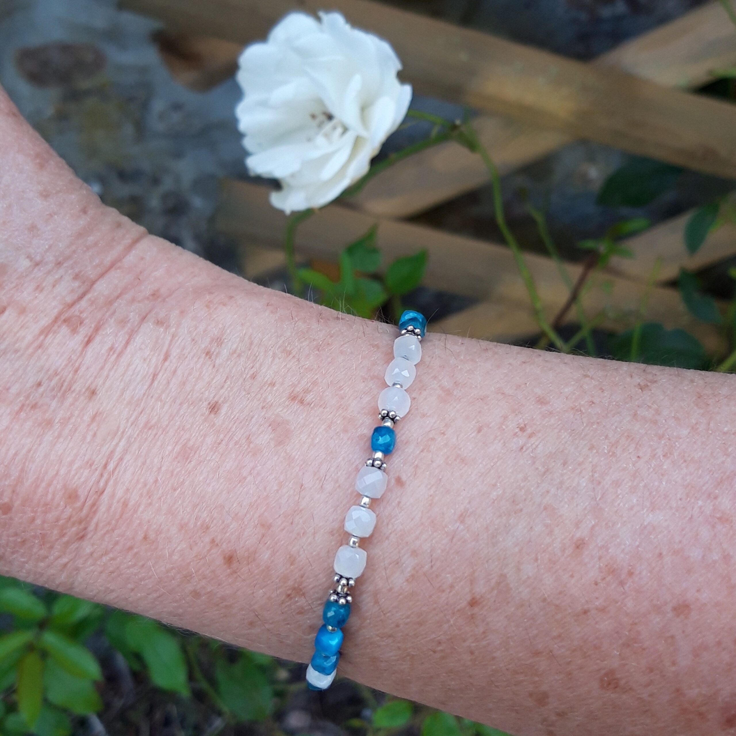 Bracelet en Apatite et Pierre de lune en Argent 925 – Image 3