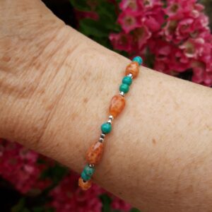 Alternative view of Bracelet en Turquoise et Agate de feu en Argent 925