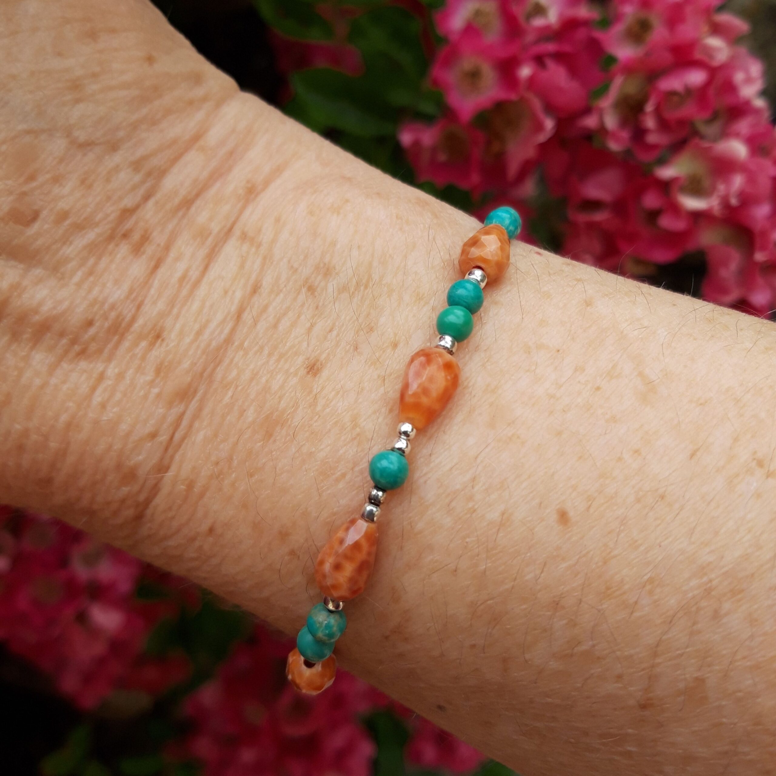 Bracelet en Turquoise et Agate de feu en Argent 925 – Image 2