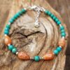 Bracelet en Turquoise et Agate de feu en Argent 925